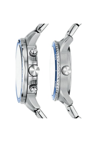 2 relojes de cuarzo de acero Bannon - Cronógrafo - Plateado
