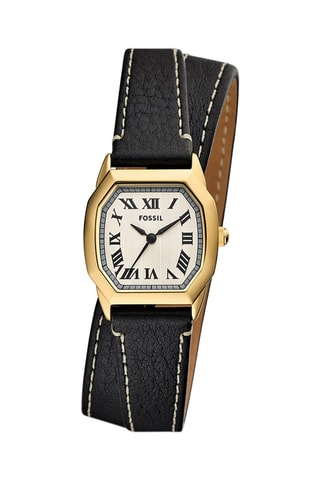 Reloj de cuarzo de piel - Negro y dorado