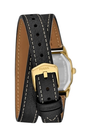 Reloj de cuarzo de piel - Negro y dorado