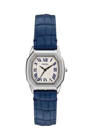 Reloj de cuarzo de piel - Azul y plateado