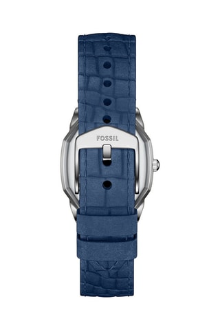 Reloj de cuarzo de piel - Azul y plateado