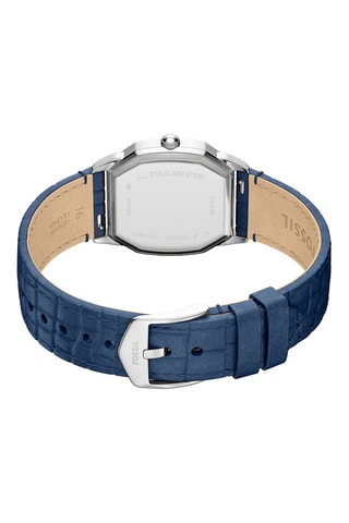 Reloj de cuarzo de piel - Azul y plateado