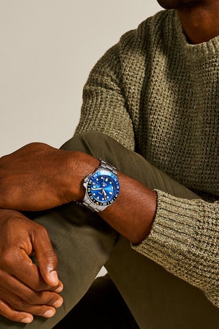 Montre à quartz en acier - Argenté et noir