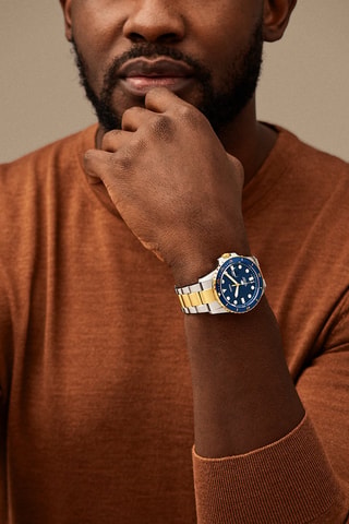 Orologio al quarzo in acciaio - Argentato e dorato