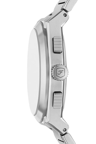 Montre à quartz en acier - Chronographe - Argenté et bleu clair