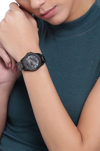 Reloj de cuarzo de acero - Negro