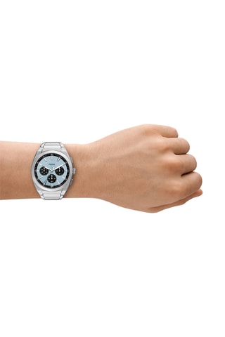 Reloj de cuarzo de acero - Cronógrafo - Plateado