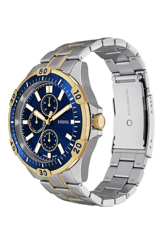 Montre à quartz en acier - Chronographe - Argenté et doré