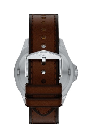 Montre à quartz en cuir - Chronographe - Marron et argenté