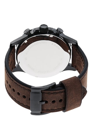 Montre à quartz en cuir - Chronographe - Marron et noir