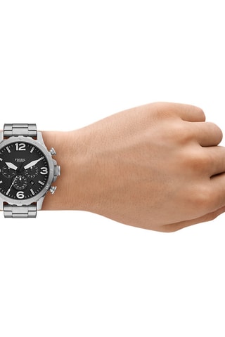 Montre à quartz en acier - Chronographe - Argenté