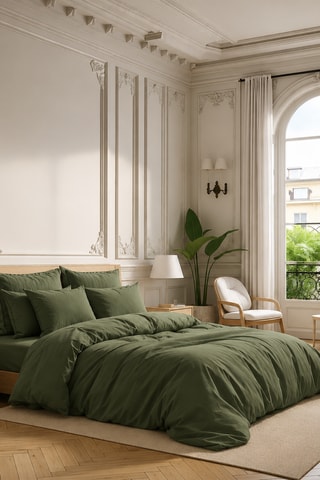 Parure de couette en percale de coton Venezia - Vert
