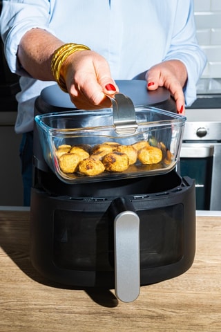 Base carrée avec anse pour Air Fryer en verre borosilicate - 2,1 l