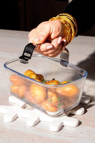 Base carrée avec anse pour Air Fryer en verre borosilicate - 2,1 l