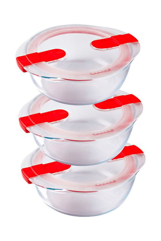 3 plats de conservation ronds en verre borosilicate Cook & Heat - 3 x 1,1 l