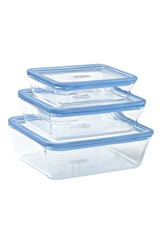 3 boîtes de conservation en verre avec couvercles Zero Plastic - 19 x 14/24 x 19/22 x 17 cm - 0,8/1,5/2,6 l