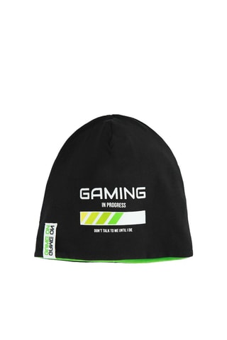 Bonnet réversible - Noir et vert