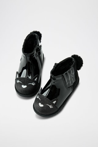 Bottines fourrées vernies - Noir