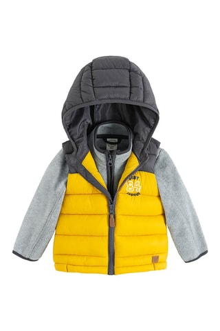 Doudoune sans manches à capuche et veste - Jaune et gris