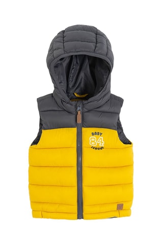 Doudoune sans manches à capuche et veste - Jaune et gris