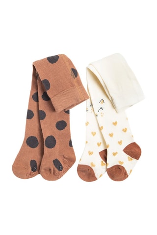 2 collants Marron et écru