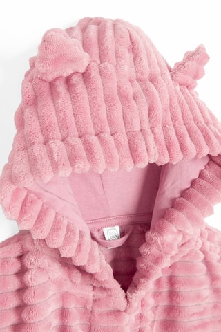 Peignoir à capuche à oreilles en velours - Rose