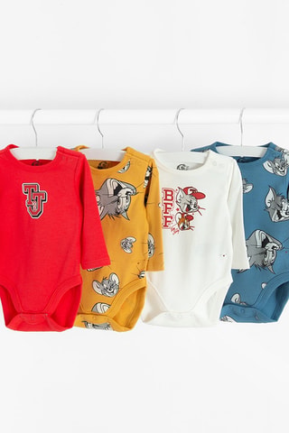 4 bodys Tom Tom et Jerry - Bleu et blanc