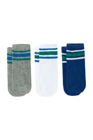 3 paires de chaussettes - Gris chiné, blanc et bleu roi