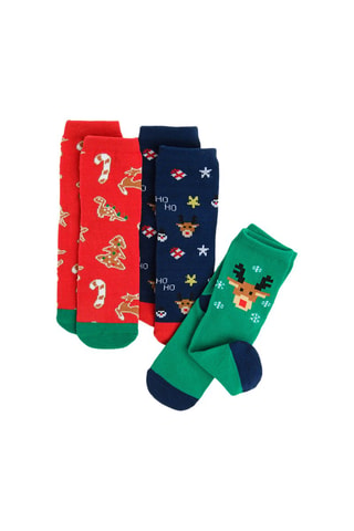 3 paires de chaussettes - Rouge, bleu marine et vert