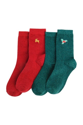 2 paires de chaussettes - Rouge et turquoise
