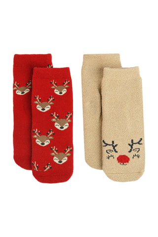 2 paires de chaussettes - Rouge et beige
