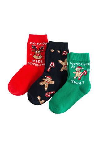 3 paires de chaussettes - Rouge et noir