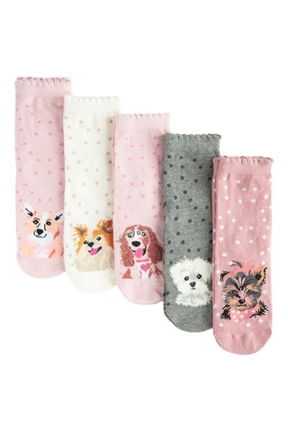 5 paires de chaussettes - Rose et blanc