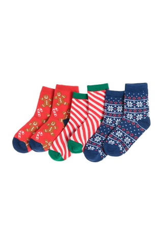 3 paires de chaussettes Rouge, bleu marine et blanc