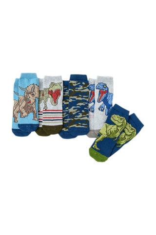 5 paia di calze - Blu, grigio melange e verde