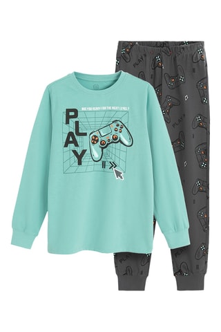 Pyjama - Grijs en Lichtblauw