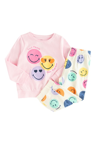 Pyjama Smiley - Rose et blanc