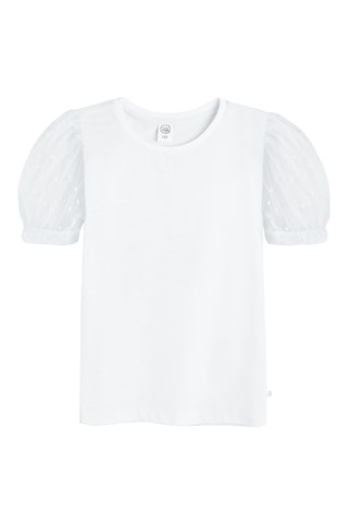 T-shirt bi-matière et jupe - Blanc et bleu marine