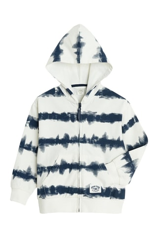 Sweat à capuche tie and dye - Blanc et bleu marine