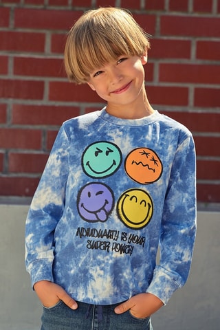 2 sweats Smiley - Jaune et bleu pétrole
