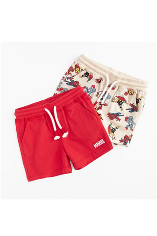 2 shorts Avengers Marvel - Rouge et beige