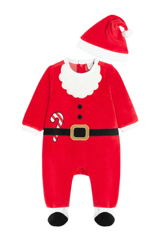 Bonnet à pompon et grenouillère - Rouge