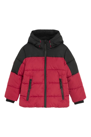Doudoune à capuche - Noir et rouge