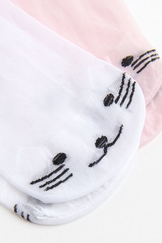2 paires de collants - Blanc et rose