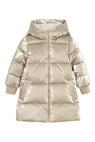 Doudoune longue à capuche - Beige