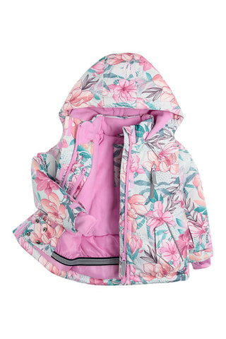 Veste de ski à capuche Turquoise et écru