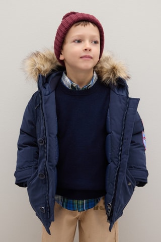 Parka con capucha - Azul marino