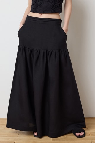 Falda larga de seda - Negro