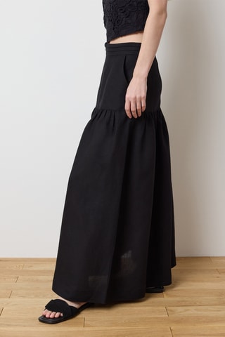 Falda larga de seda - Negro