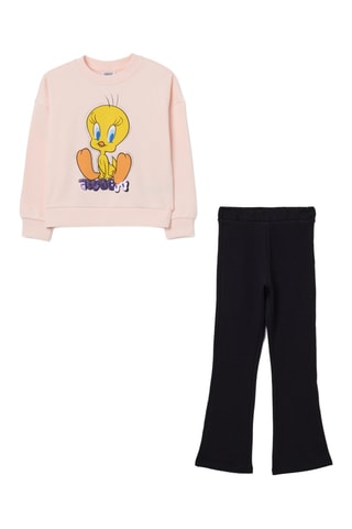 Sudadera Piolín y Silvestre Looney Tunes y pantalón de chándal - Negro